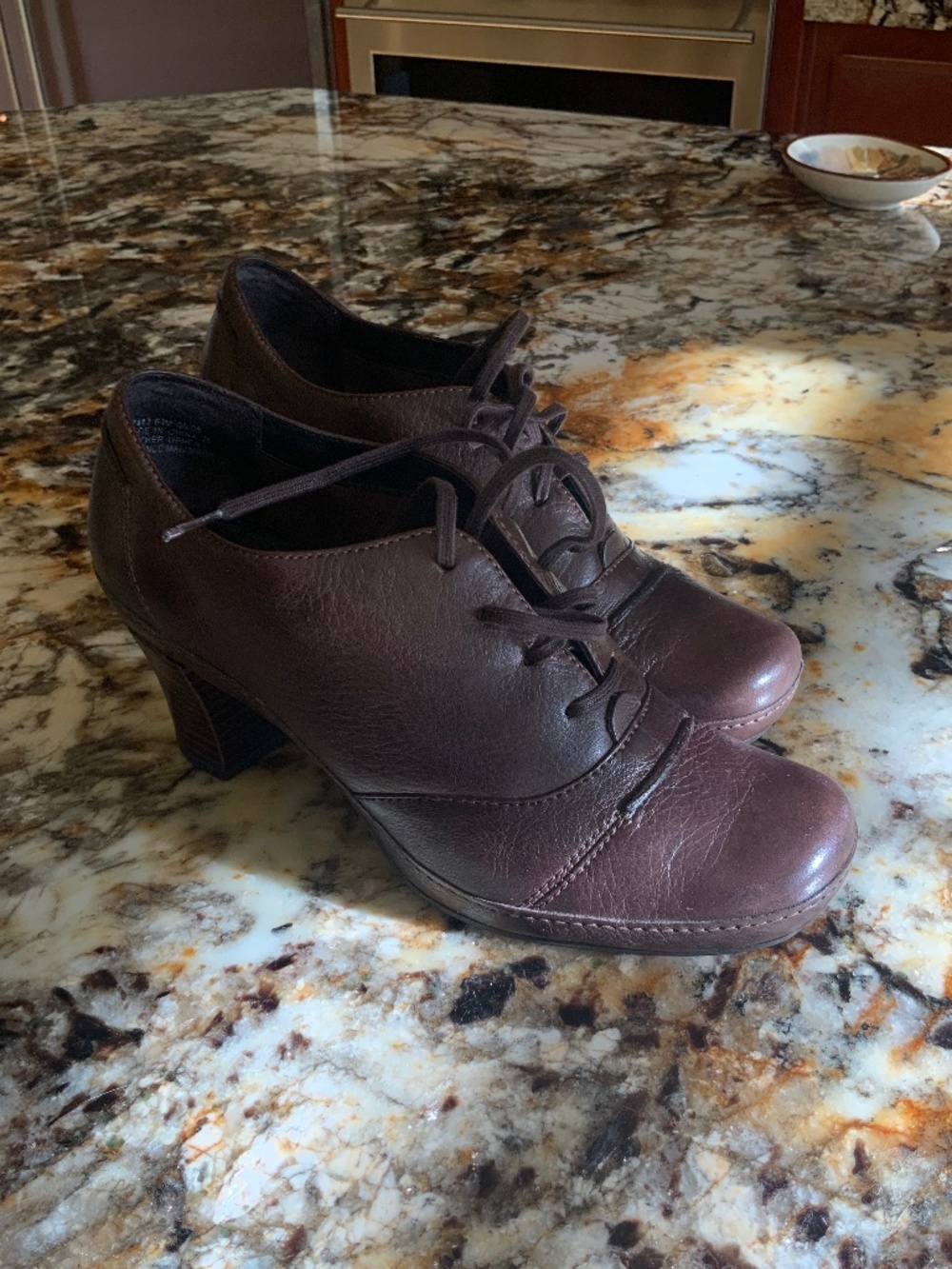 Clarks Berndables Oxford Bootie in Chocolate Brown